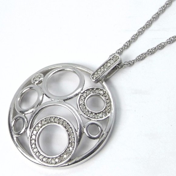 0.40ct Natural Diamond Circle Silver Necklace - Picture 5 of 6